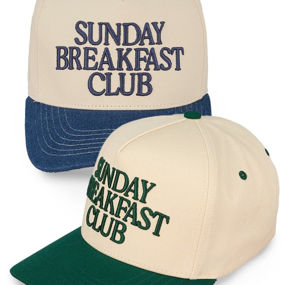 Sunday Breakfast Club Embroidered Two Tone Baseball Trucker Cap Snapback